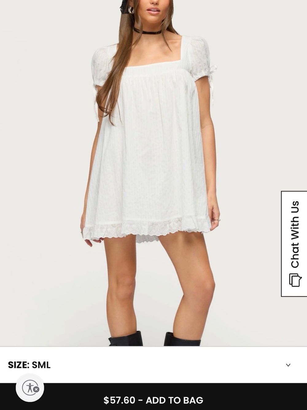 Edikted White Mini Babydoll Dress NWOT